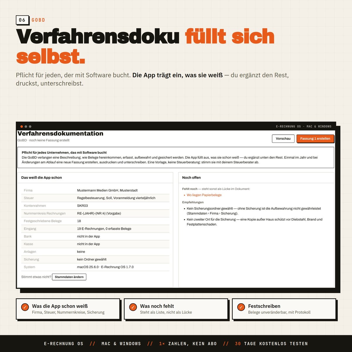 Verfahrensdokumentation, die sich selbst ausfüllt: Die App trägt ein, was sie we