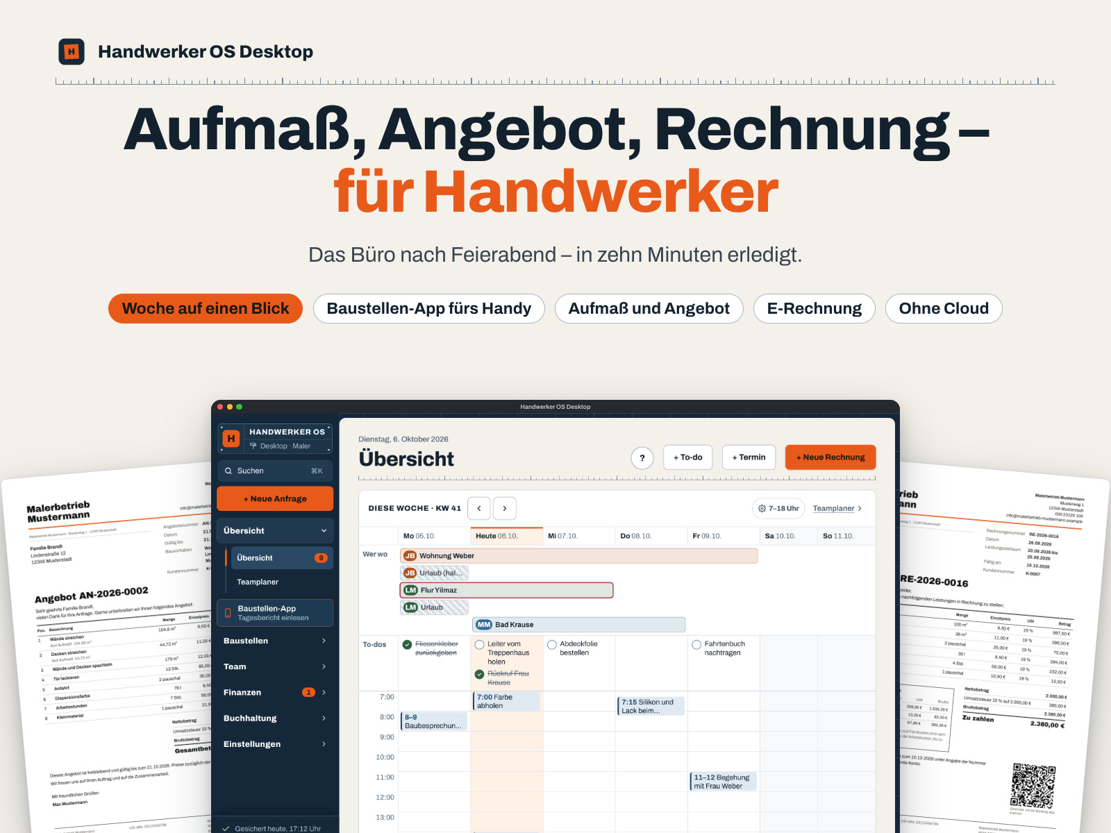 Aufmaß, Angebot, Rechnung — für Handwerker