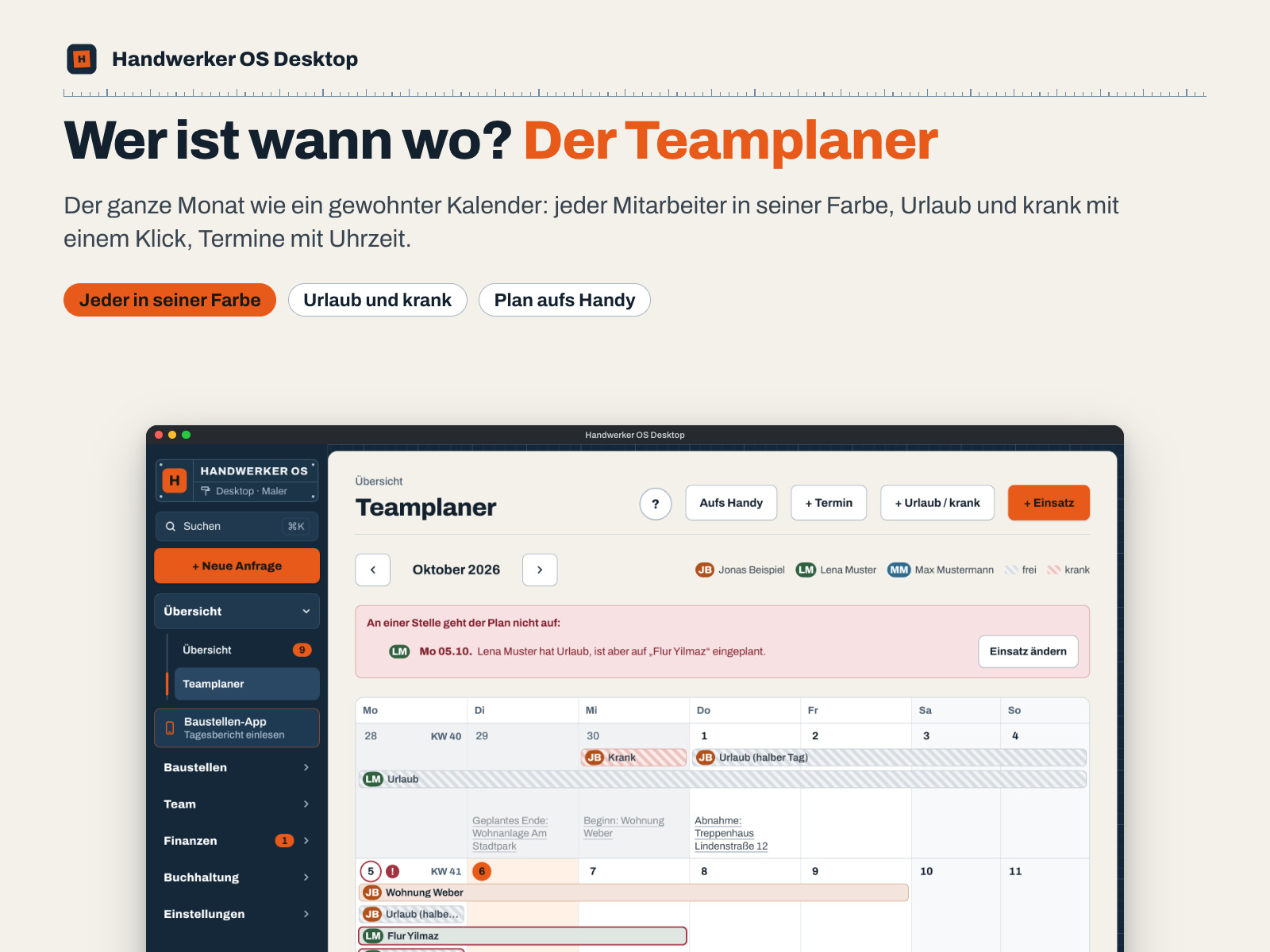 Wer ist wann wo? Der Teamplaner