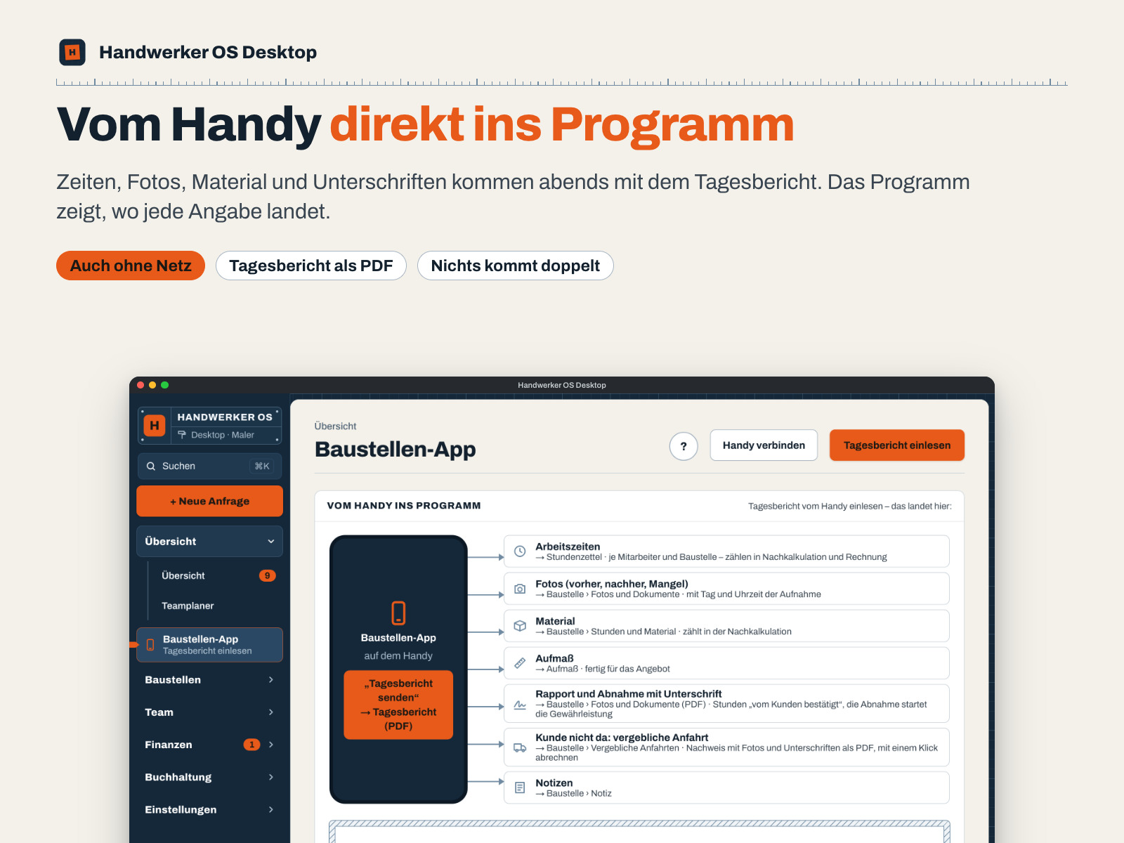 Vom Handy direkt ins Programm
