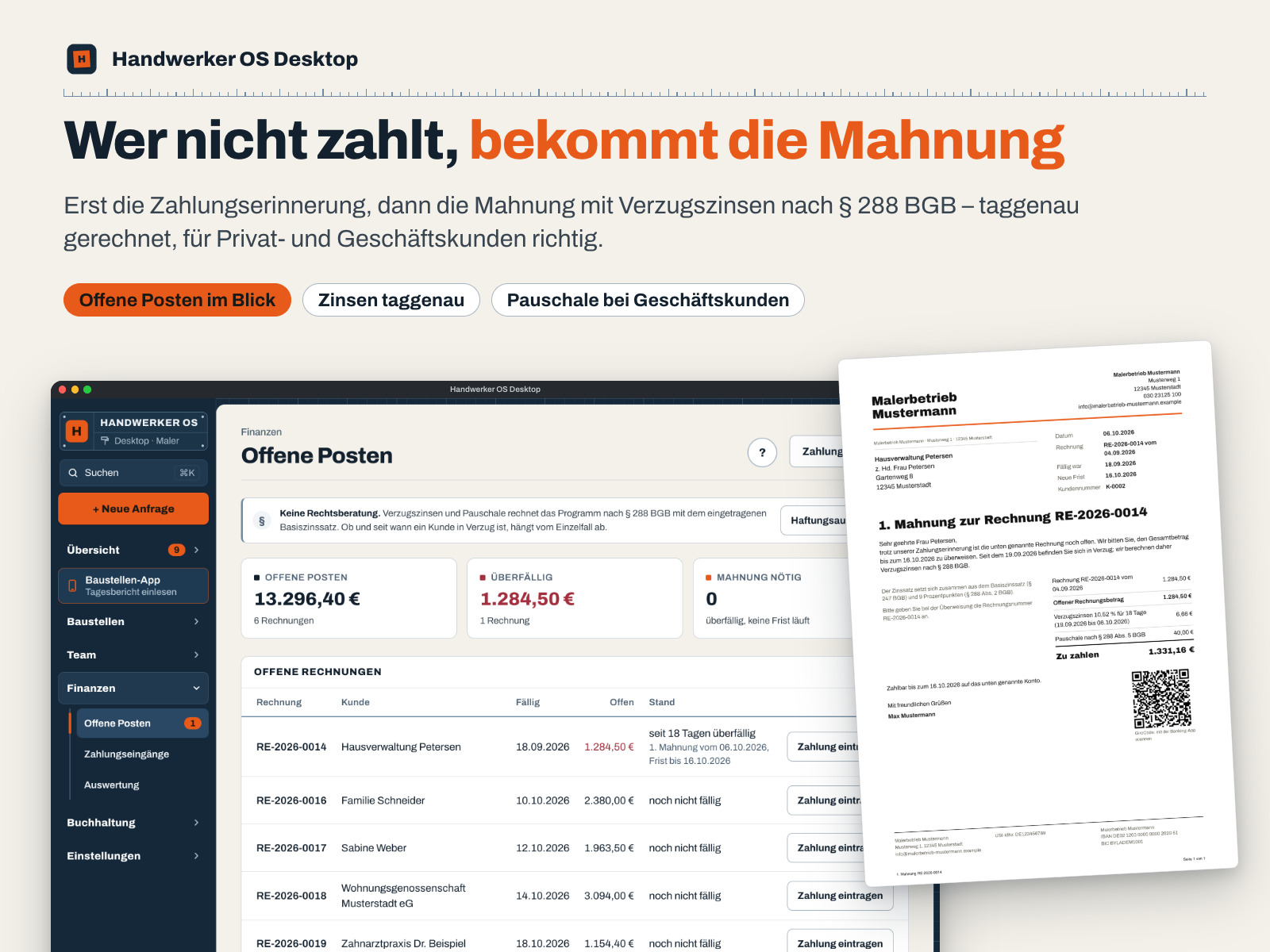 Wer nicht zahlt, bekommt die Mahnung